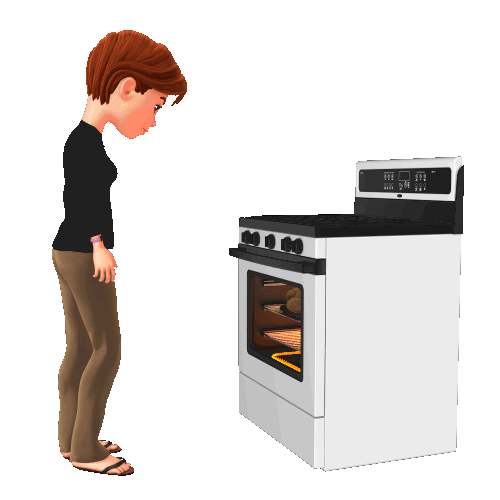 A woman in a Black shirt and brown pants checks a turkey in the oven. Michele of Michele's Marvelous Meals of Hutto, Texas could help her with some Time-Saving Tips for her Thanksgiving Feast!